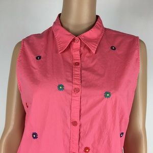 Kim Rogers Collar Top Size L Sleeveless Pink